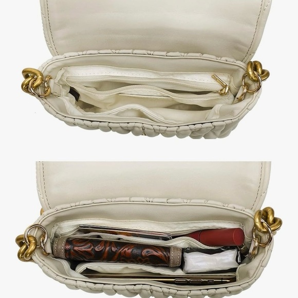 Elegant Cream Quilted Chain Bag - Picture 2 of 7